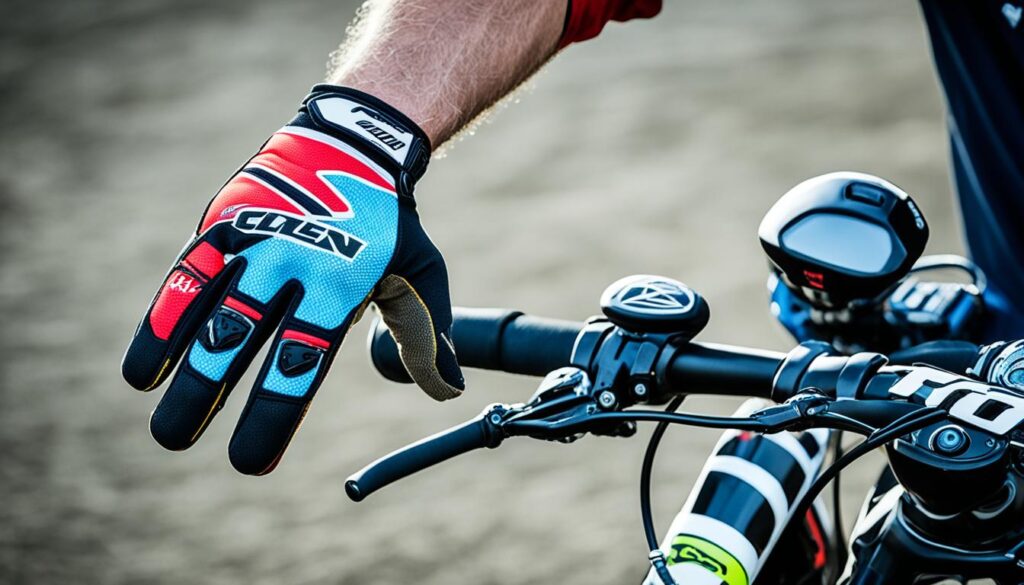 Anprobe von Motocross-Handschuhen